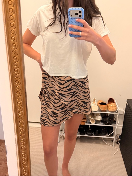 Reformation Dresses & Skirts - Reformation Tan and Black Tiger-Print Wrap Mini Skirt
